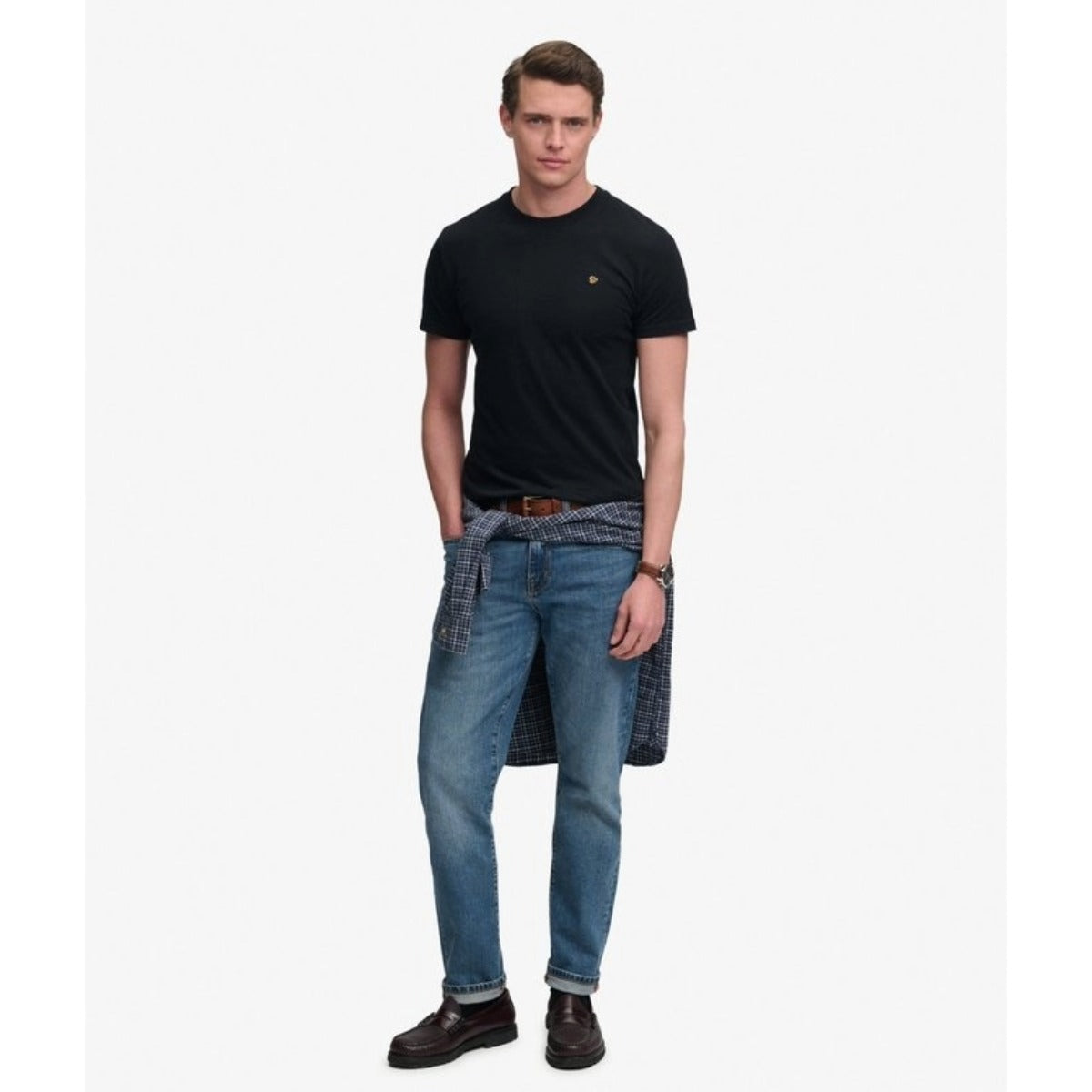 SUPERDRY ESSENTIAL SDCO LOGO EMB T-SHIRT BLACK/GOLD 18A