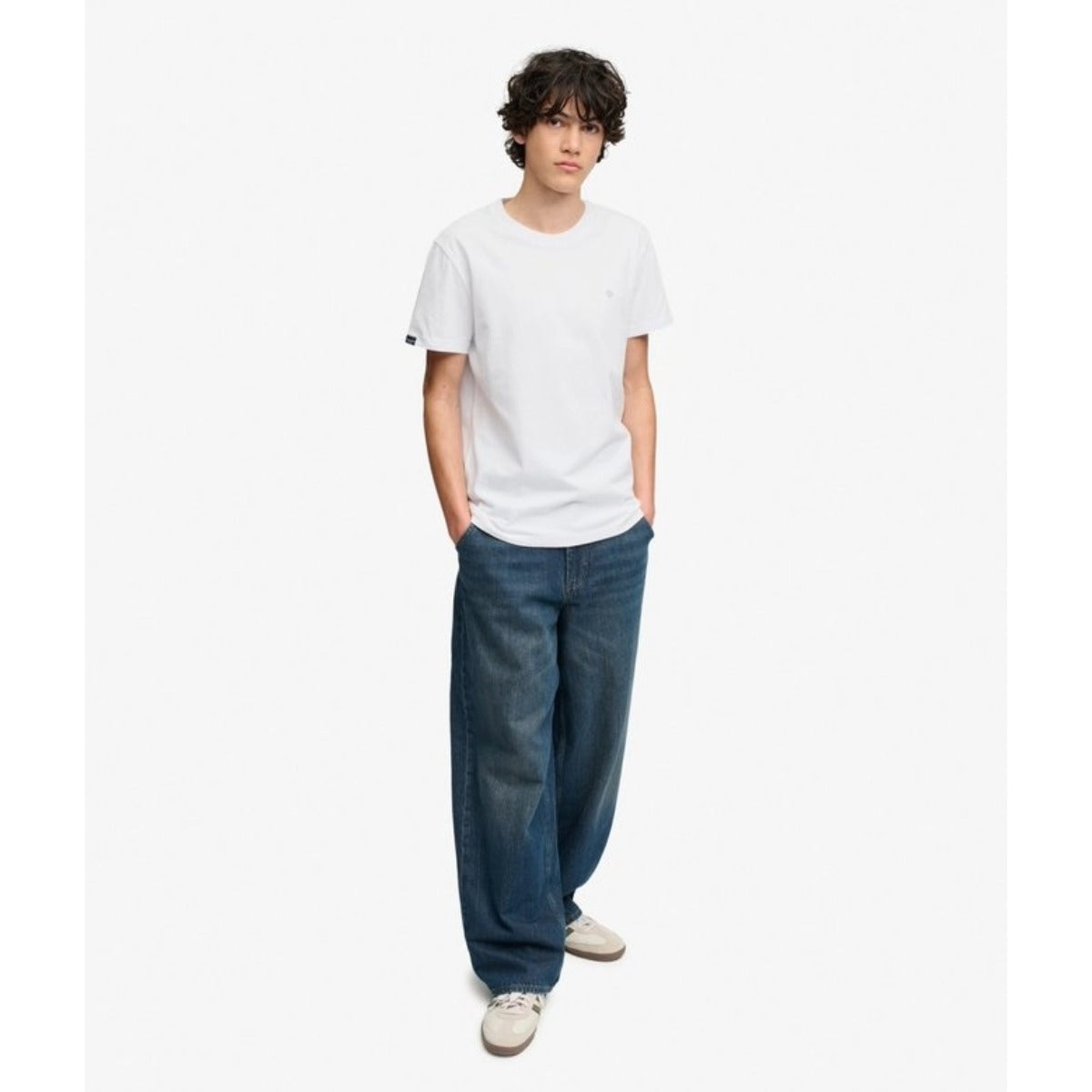 SUPERDRY ESSENTIAL SDCO LOGO EMB T-SHIRT OPTIC WHITE/COLD GREY O3X