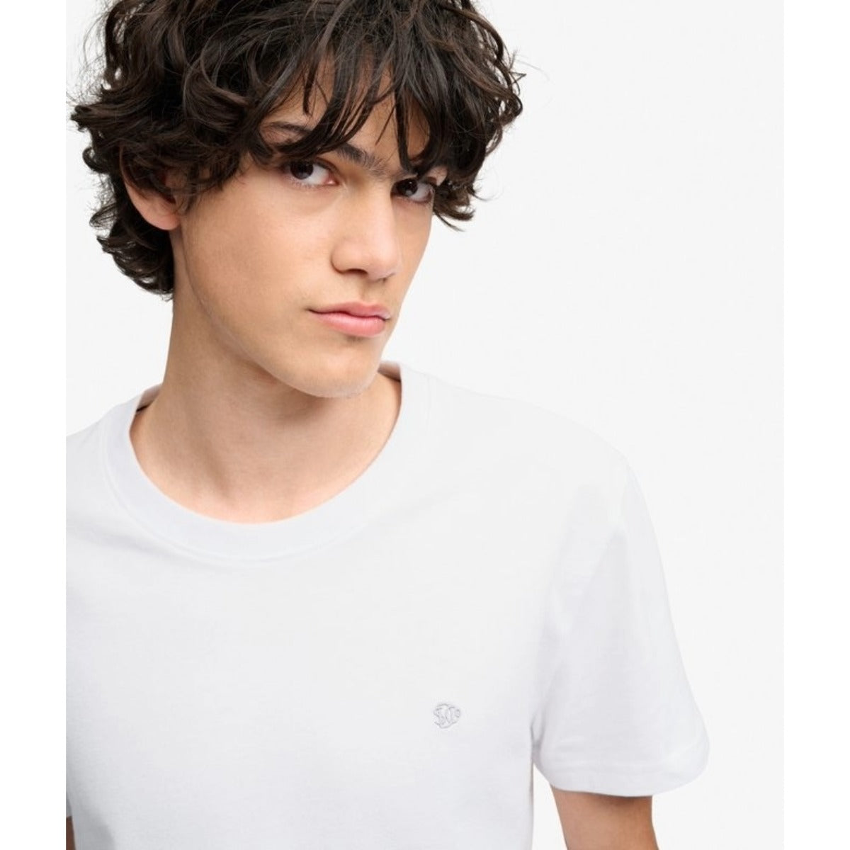 SUPERDRY ESSENTIAL SDCO LOGO EMB T-SHIRT OPTIC WHITE/COLD GREY O3X