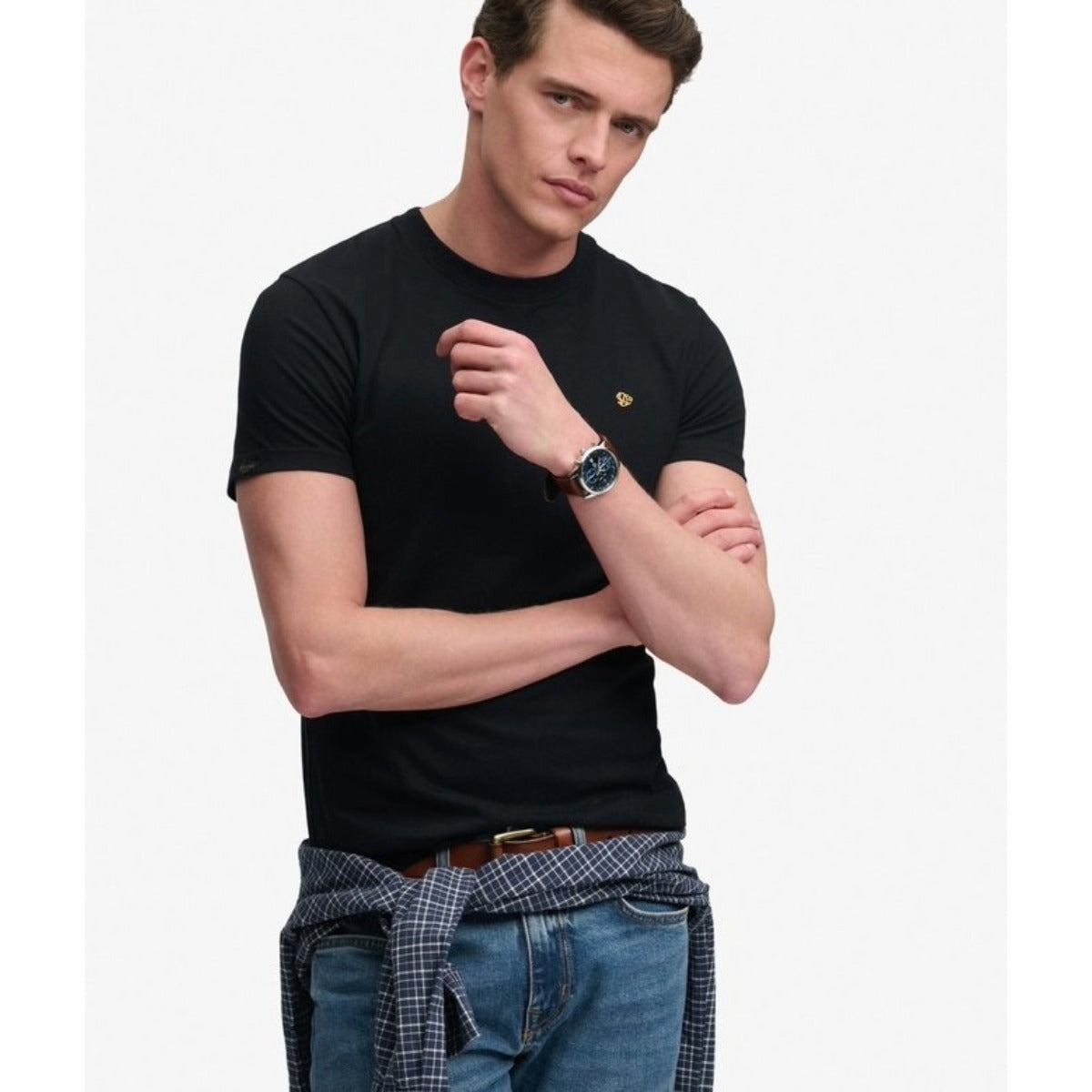 SUPERDRY ESSENTIAL SDCO LOGO EMB T-SHIRT BLACK/GOLD 18A