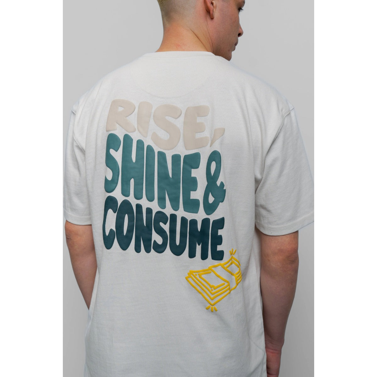 FRESH FLAVOURS CREW NECK RISE ECRU/GREEN T-SHIRT