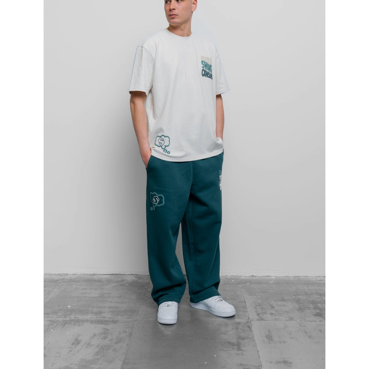 FRESH FLAVOURS CREW NECK RISE ECRU/GREEN T-SHIRT