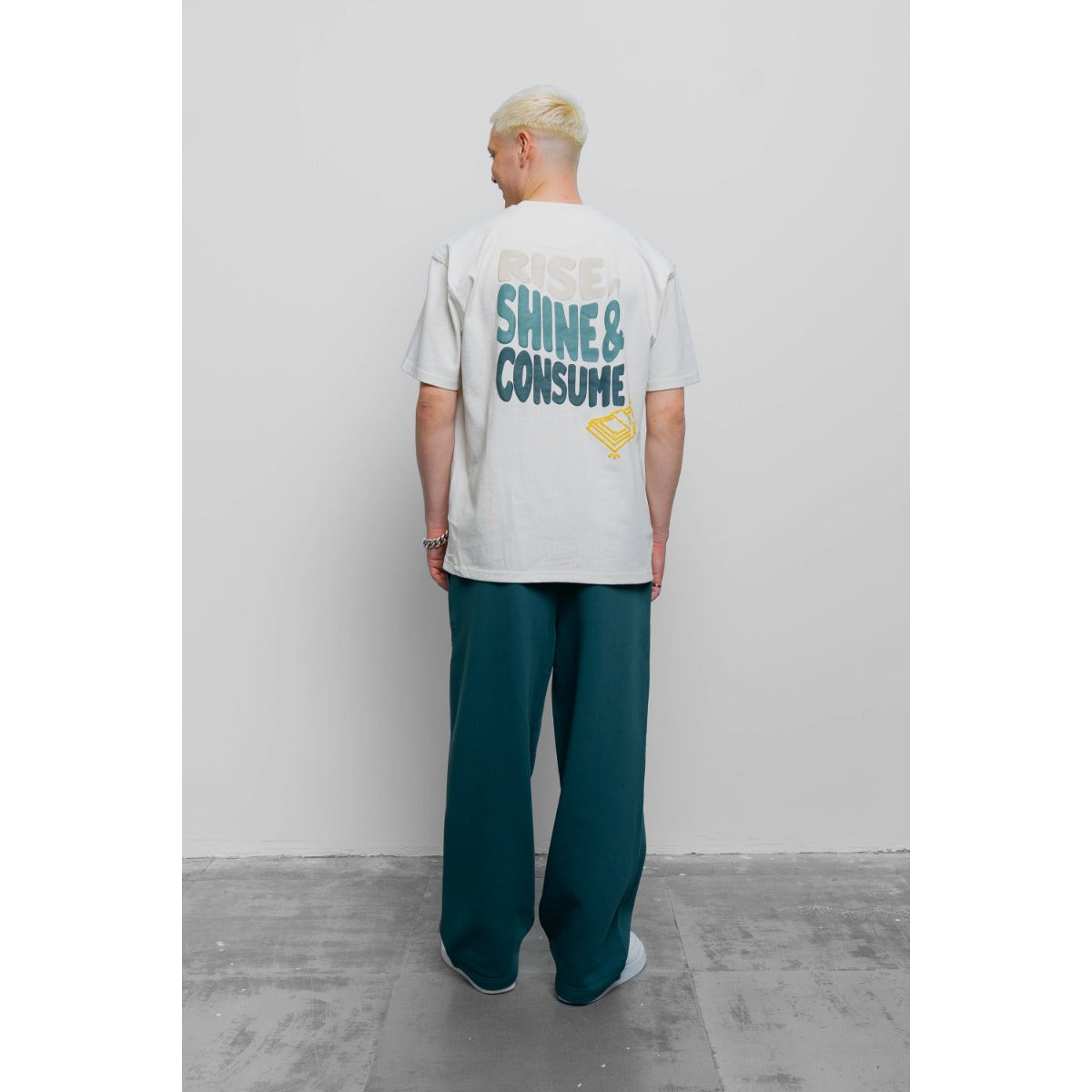 FRESH FLAVOURS CREW NECK RISE ECRU/GREEN T-SHIRT