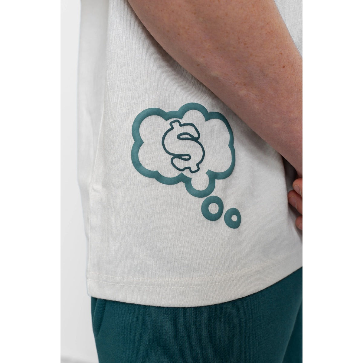 FRESH FLAVOURS CREW NECK RISE ECRU/GREEN T-SHIRT