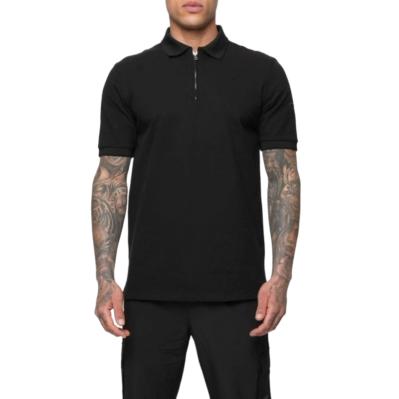 VALERE LUXE MERCERISED PIQUE POLO BLACK