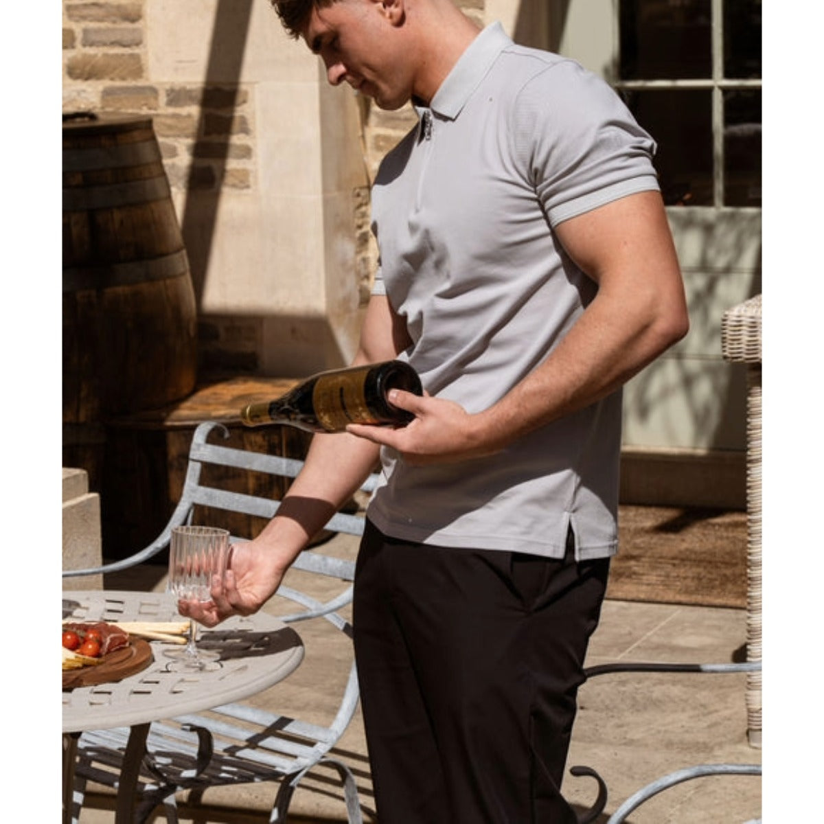 VALERE LUXE MERCERISED PIQUE POLO GREY