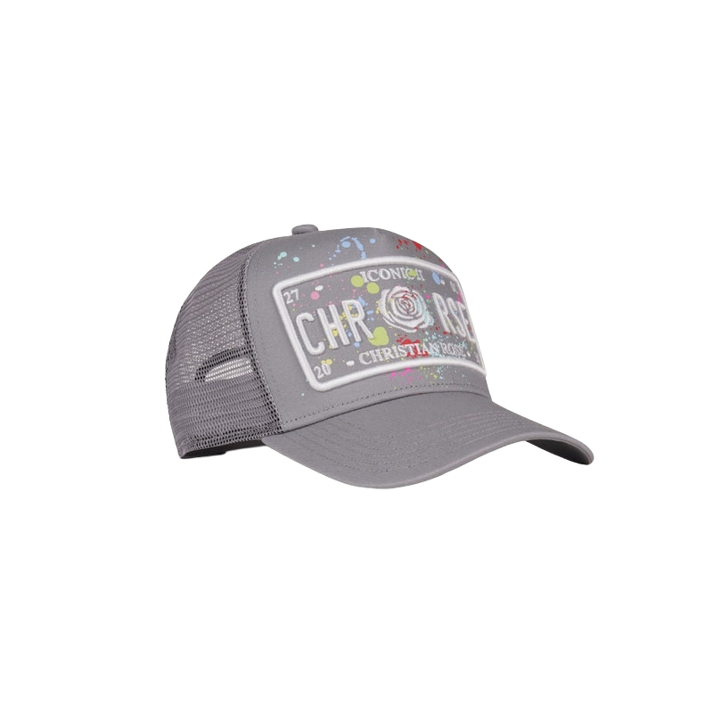 CHRISTIAN ROSE ICONIC II PLATE GREY PAINT SPLAT