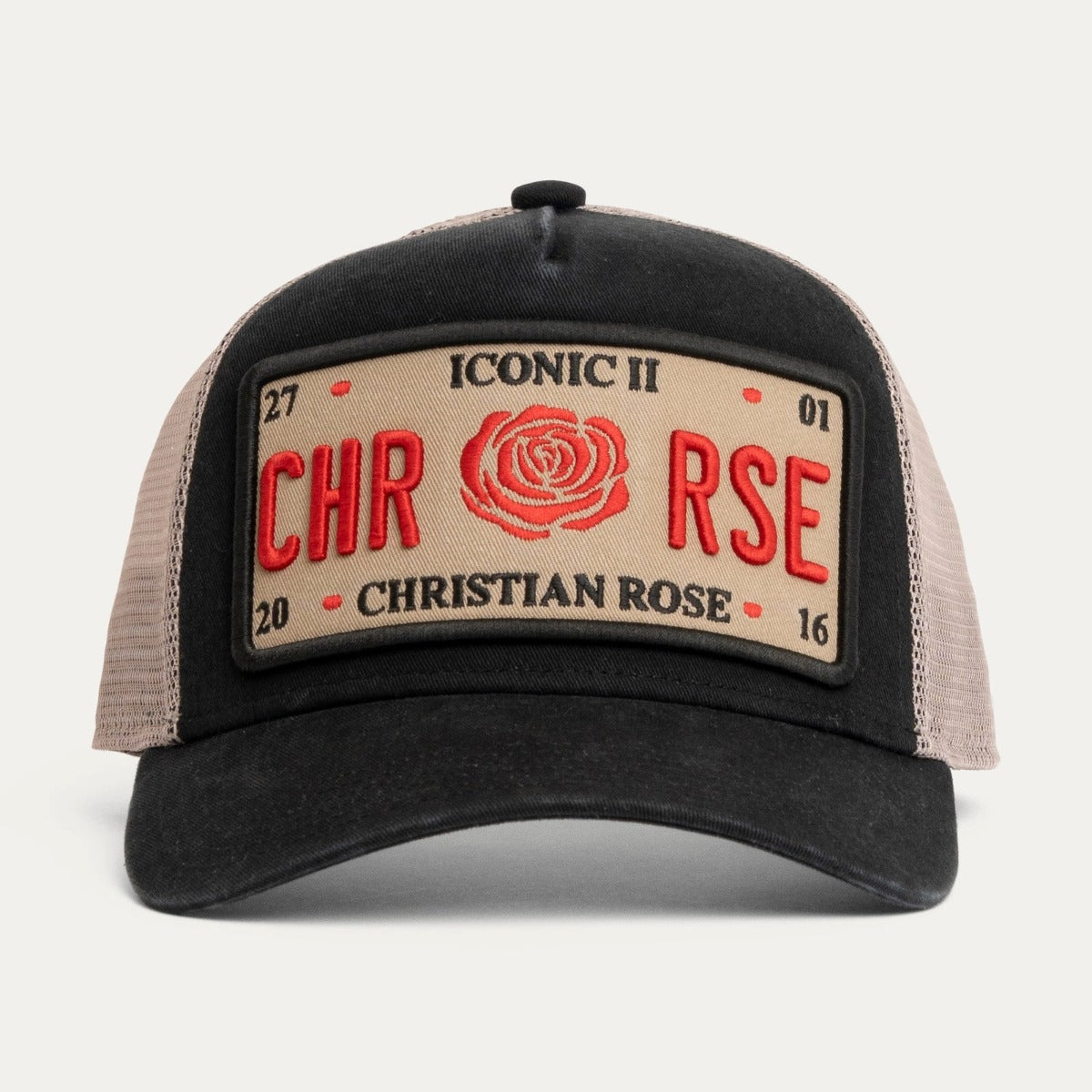 CHRISTIAN ROSE WASHED ICONIC II PLATE BLACK/CREAM/RED