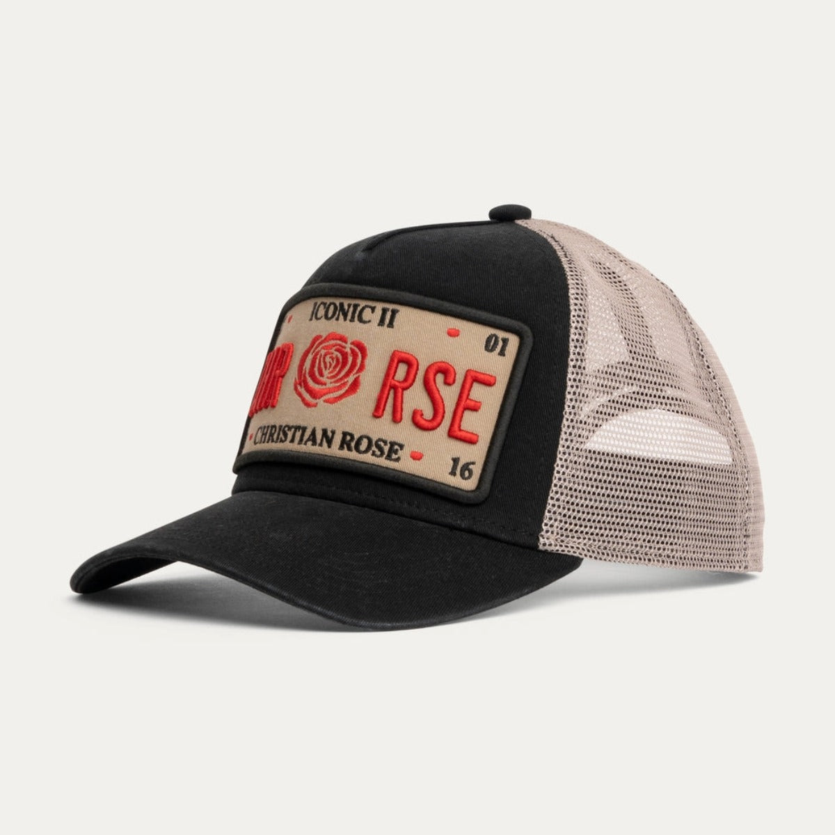CHRISTIAN ROSE WASHED ICONIC II PLATE BLACK/CREAM/RED