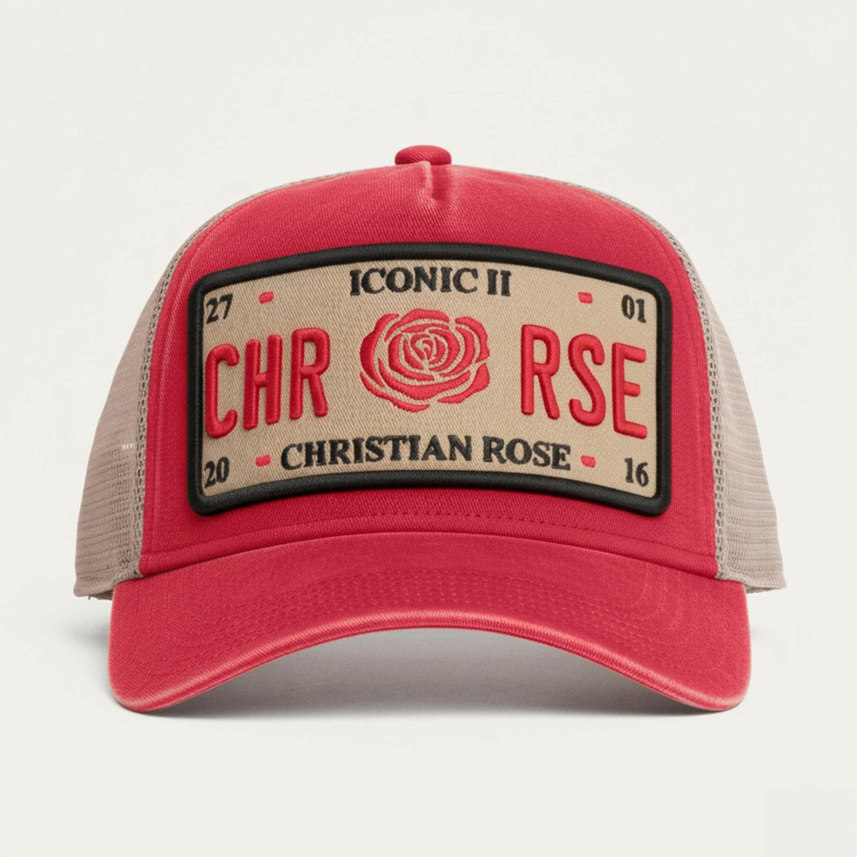 CHRISTIAN ROSE WASHED ICONIC II PLATE RED/CREAM/RED