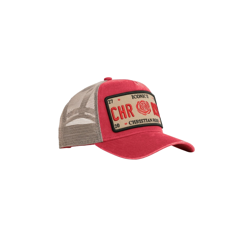 CHRISTIAN ROSE WASHED ICONIC II PLATE RED/CREAM/RED