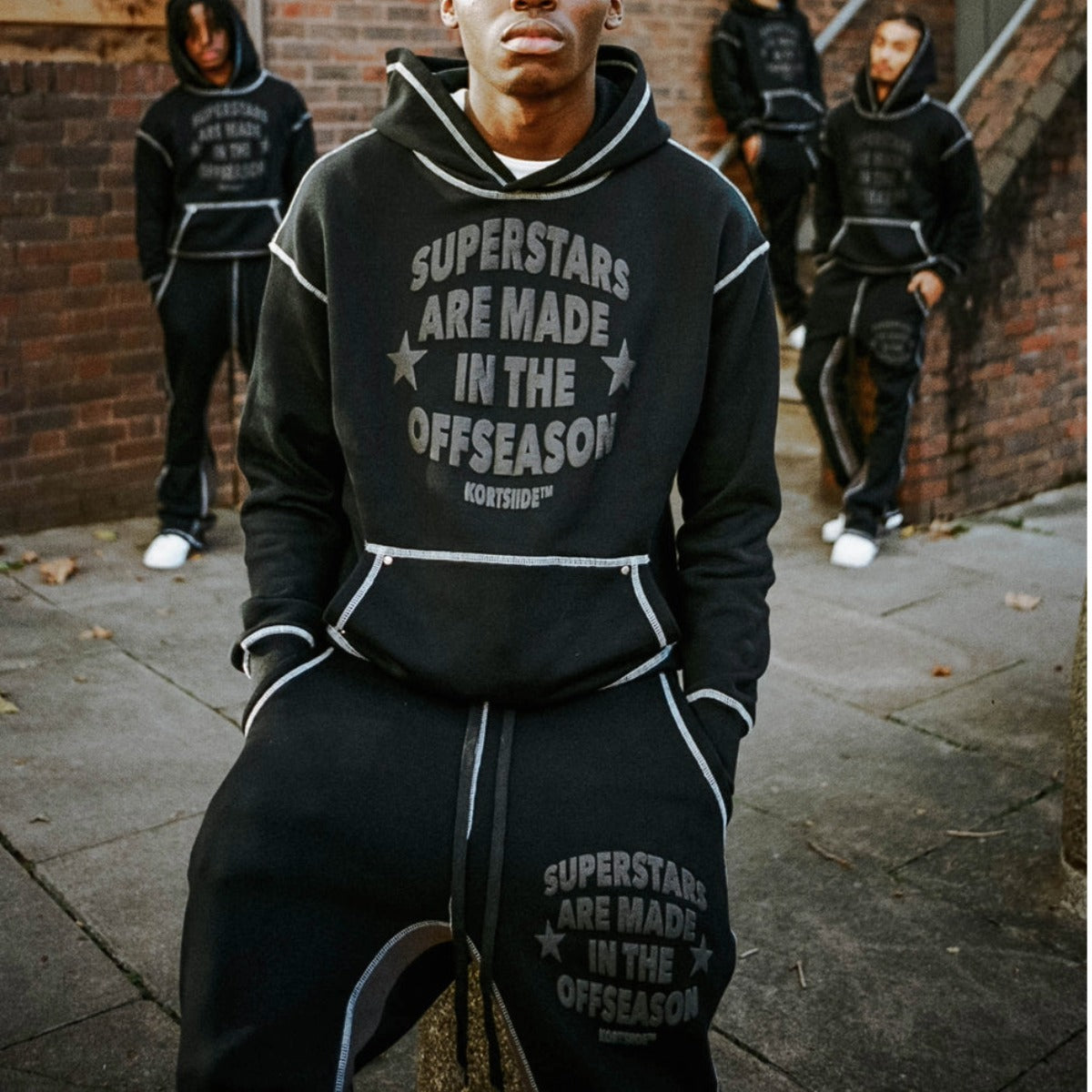 KORTSIIDE SUPERSTAR STITCHED FLARED JOGGER TRIPLE BLACK