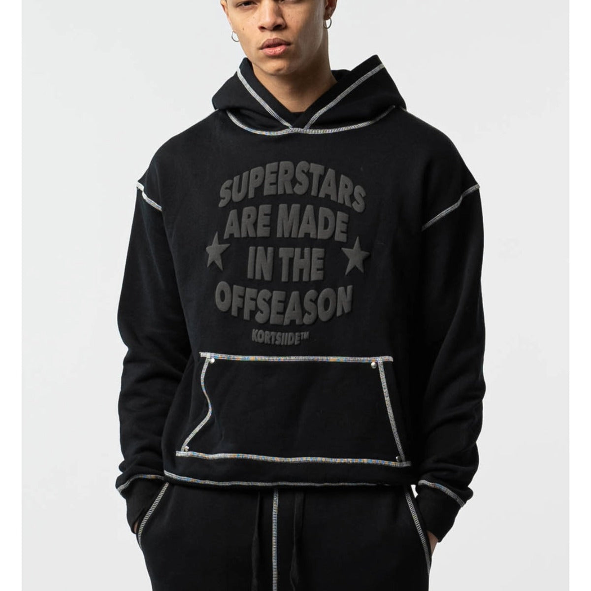 KORTSIIDE SUPERSTAR STITCHED HOODIE TRIPLE BLACK