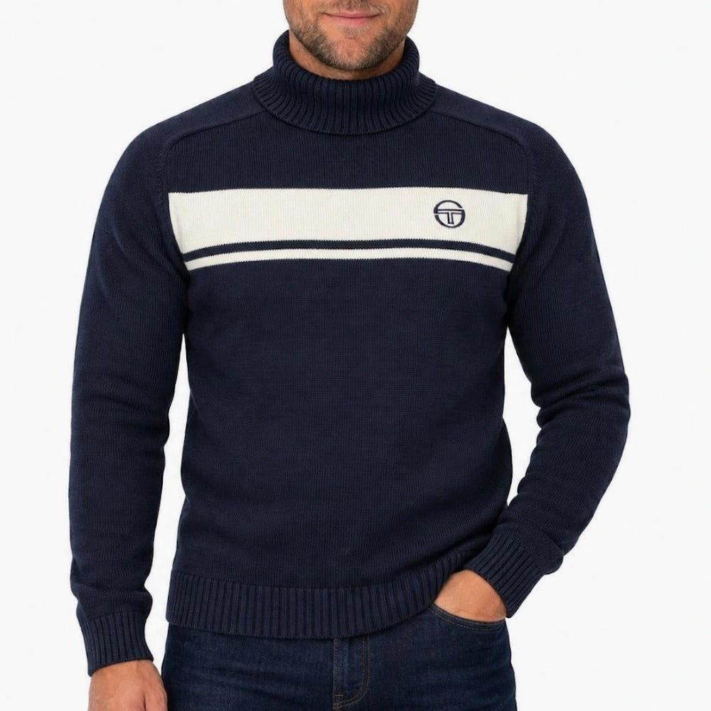 SERGIO TACCHINI DAMARINDO TURTLE NECK JUMPER MARITIME BLUE/GARDENIA