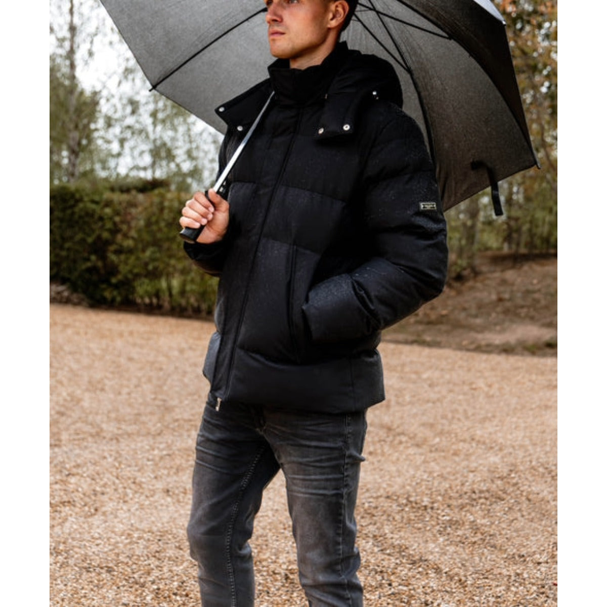 VALERE MONO LOGO PUFFER JACKET BLACK