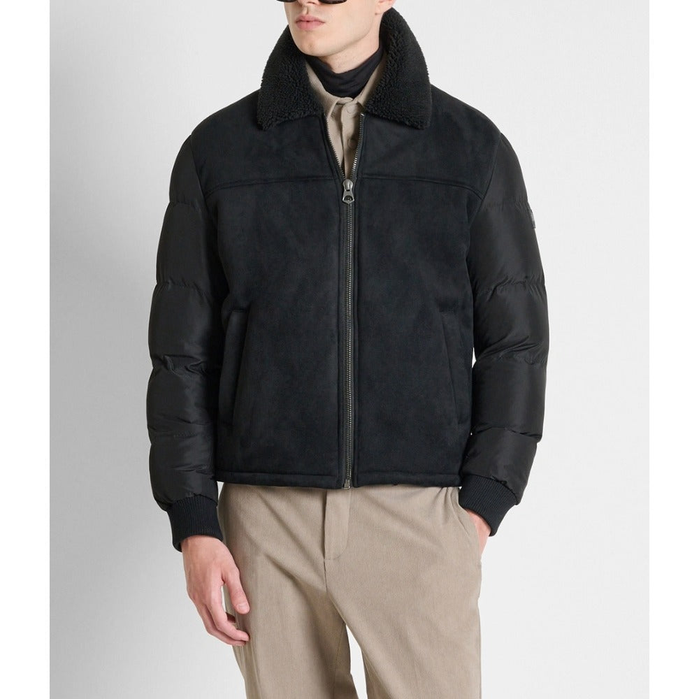 ANTONY MORATO BLACK SUEDETTE JACKET WITH NYLON SLEEVES MMCO01025