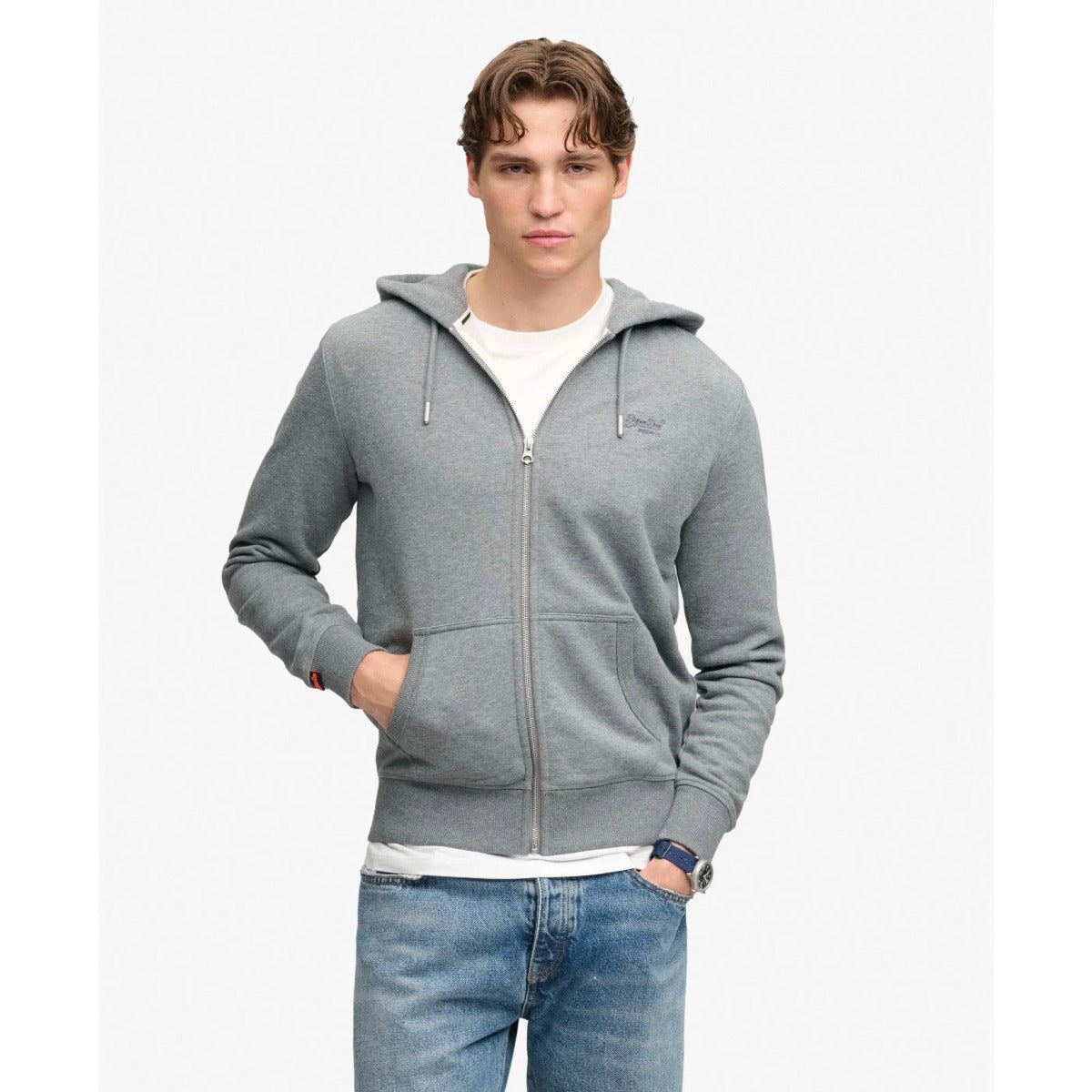 SUPERDRY ESSENTIAL LOGO ZIP HOODIE HB ANTIQUE GREY MARL L7F