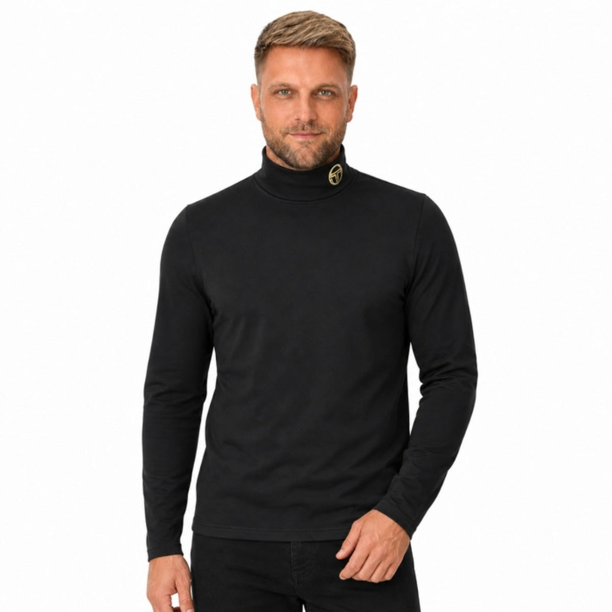 SERGIO TACCHINI EDWARD ROLL NECK JUMPER BLACK/GOLD