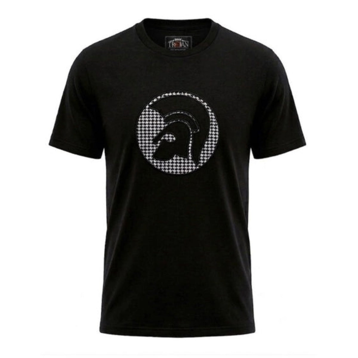 TROJAN APPLIQUE HOUNDSTOOTH JAQUARD T-SHIRT BLACK TR9138