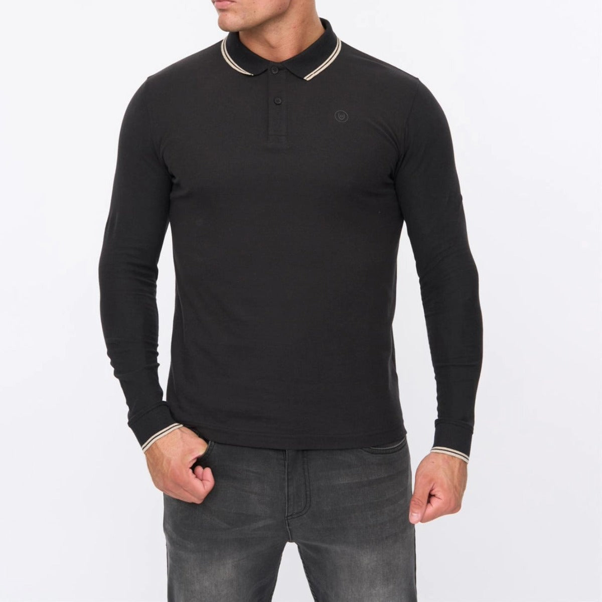 DUCK & COVER ROXBERRY LONG SLEEVE POLO BLACK