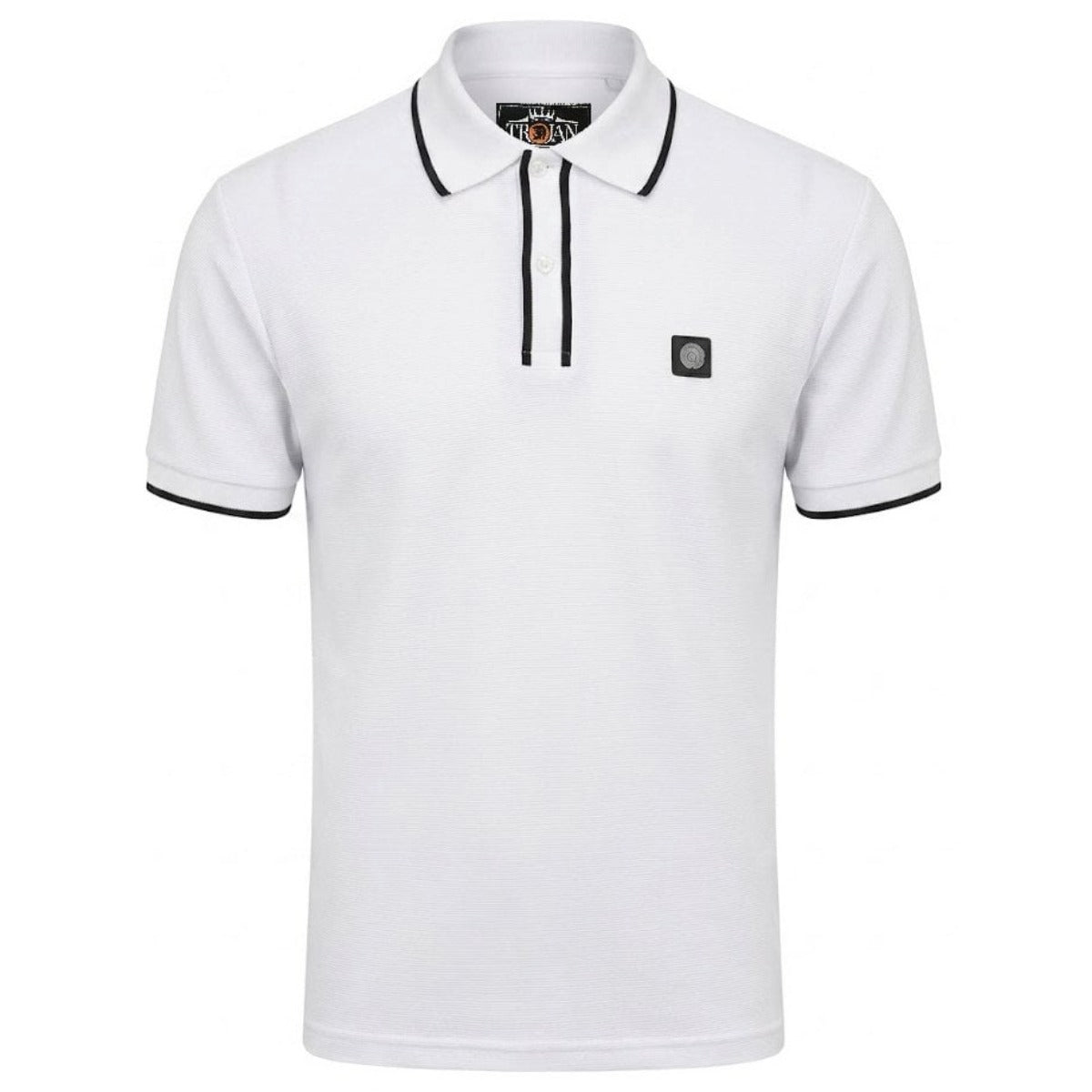 TROJAN MONO OTTOMAN RIB POLO TR9126 WHITE