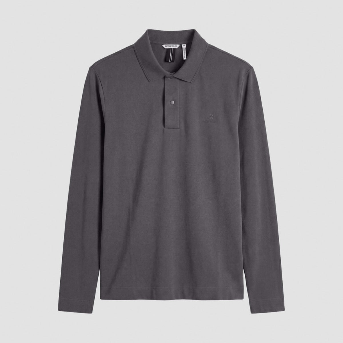 ANTONY MORATO REGULAR FIT L/S POLO T-SHIRT CHARCOAL GREY MMKL00337