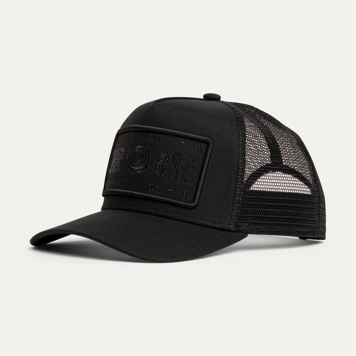 CHRISTIAN ROSE HALF RHINESTONE CAP BLACK/BLACK CR049BB