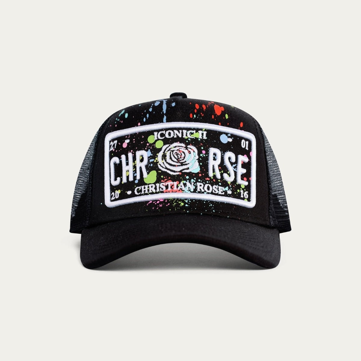 CHRISTIAN ROSE ICONIC II PLATE CAP BLACK PAINT SPLAT CR004BPS