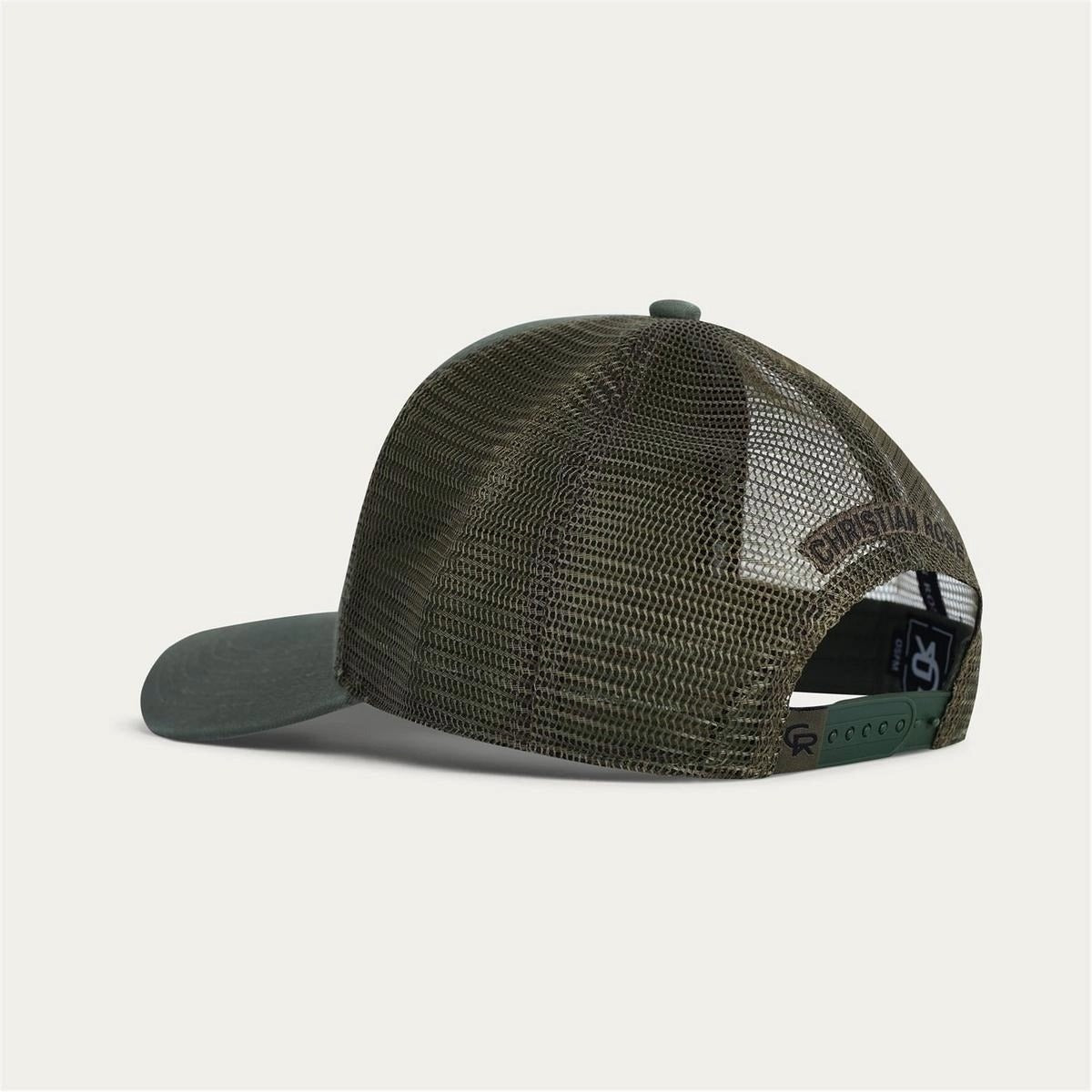CHRISTIAN ROSE HALF RHINESTONE CAP OLIVE/BLACK CR049OB