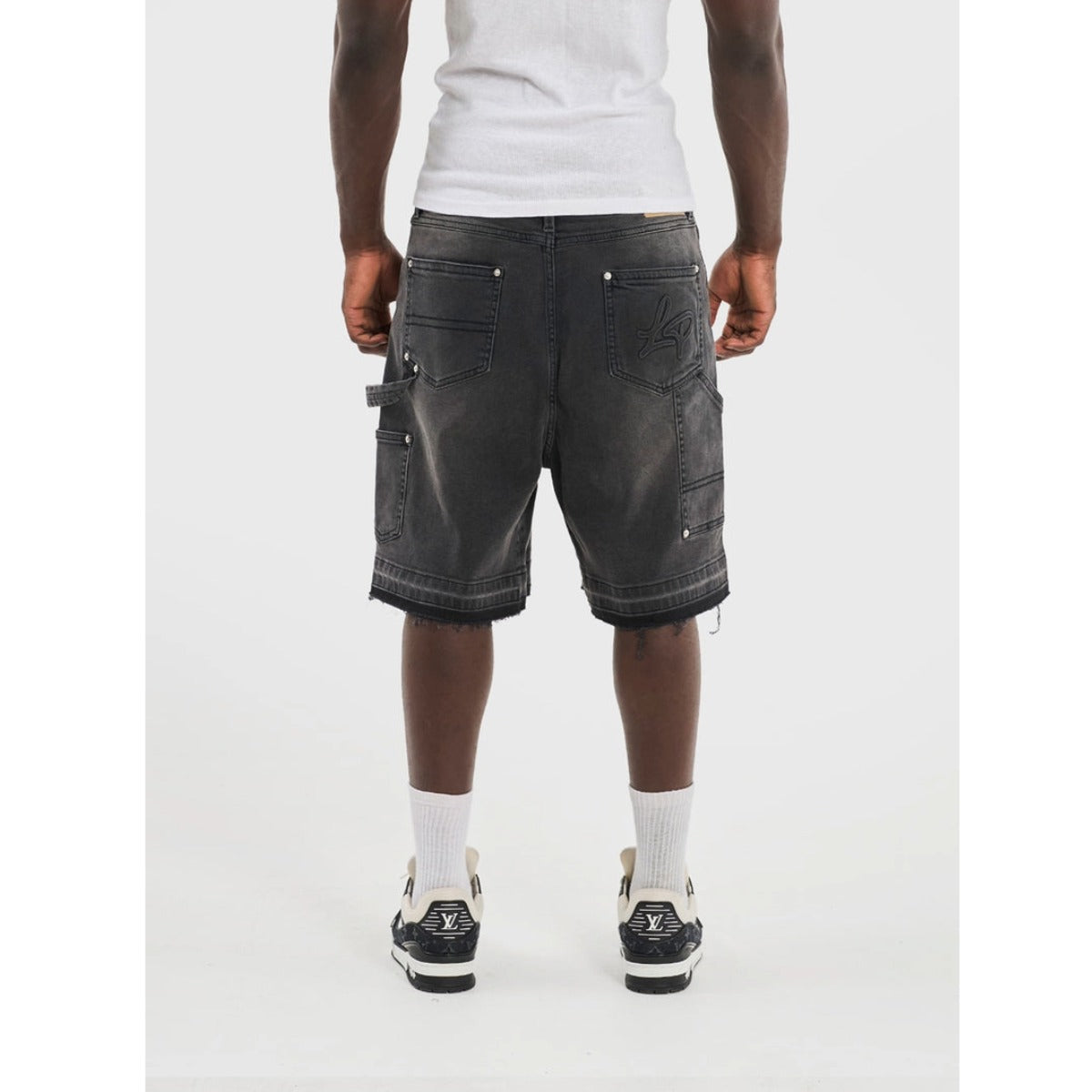 LEGENDE PARIS DENIM CARPENTER JORTS BLACK