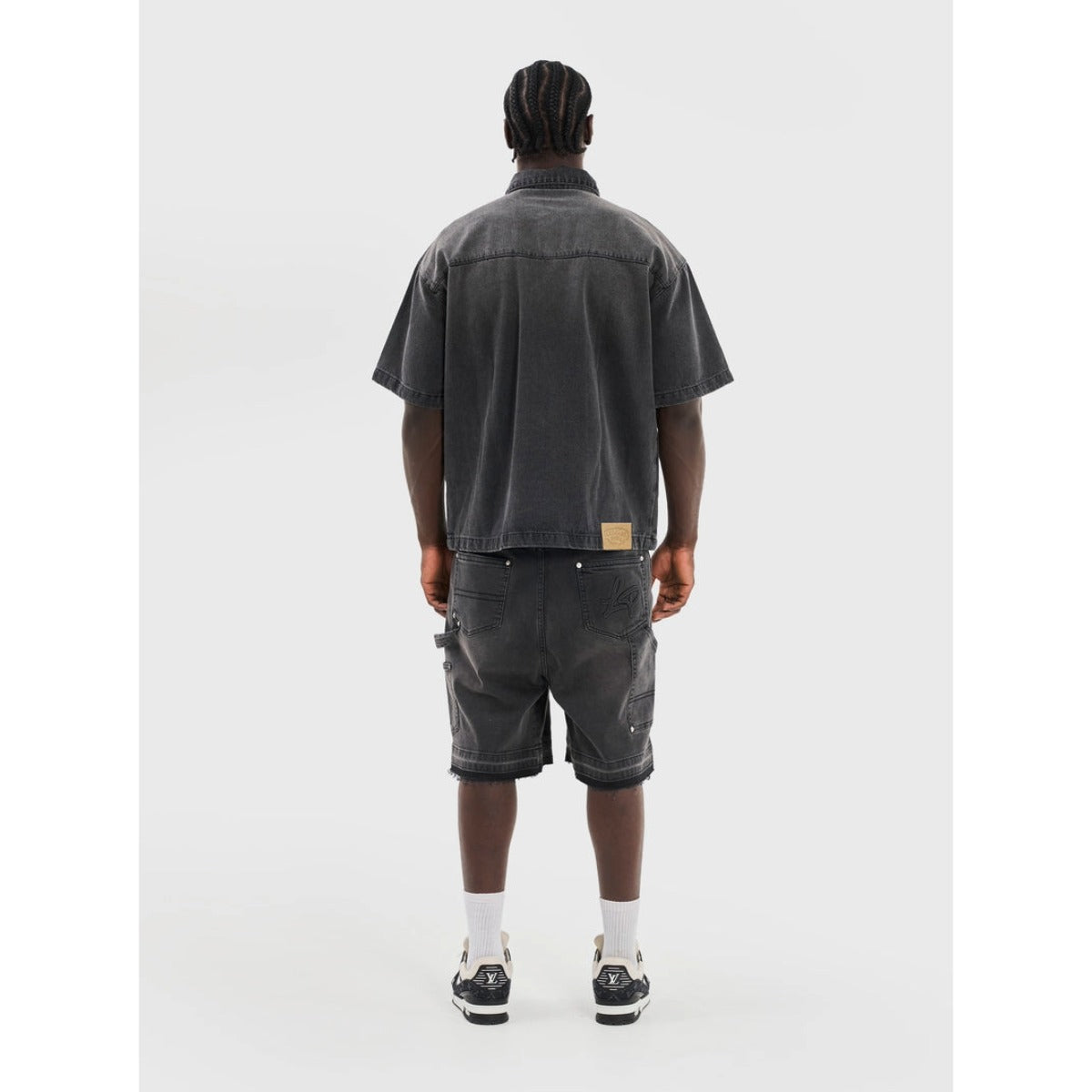 LEGENDE PARIS DENIM CARPENTER JORTS BLACK