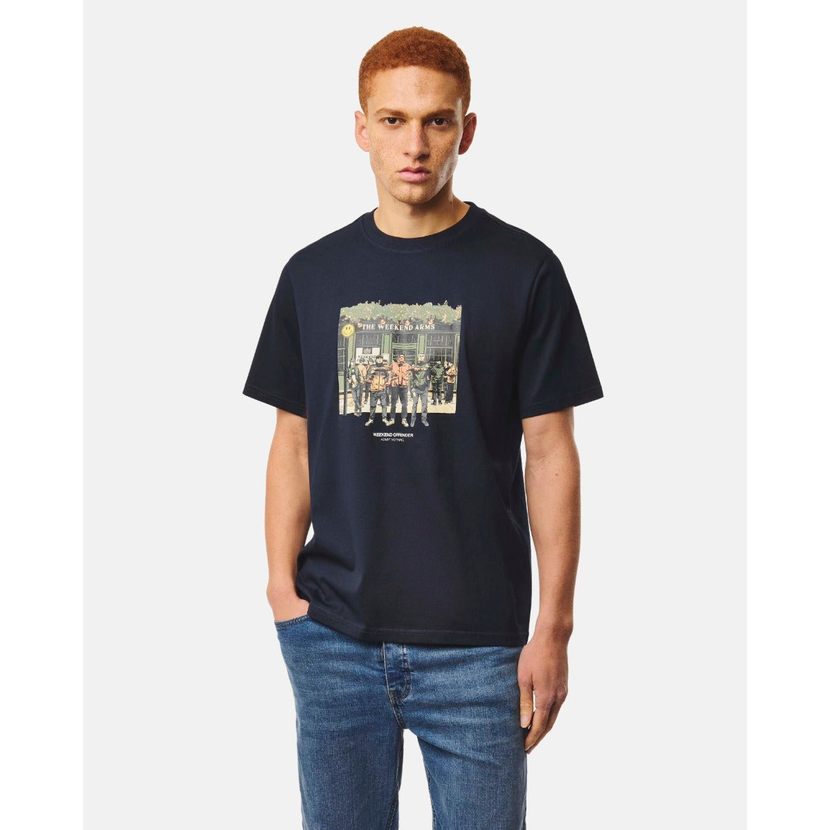 WEEKEND OFFENDER TABERNA GRAPHIC T-SHIRT NAVY
