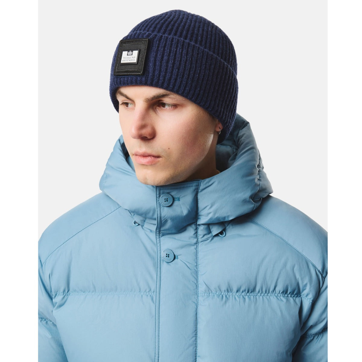 WEEKEND OFFENDER PALMYRA RIB KNIT BEANIE NAVY