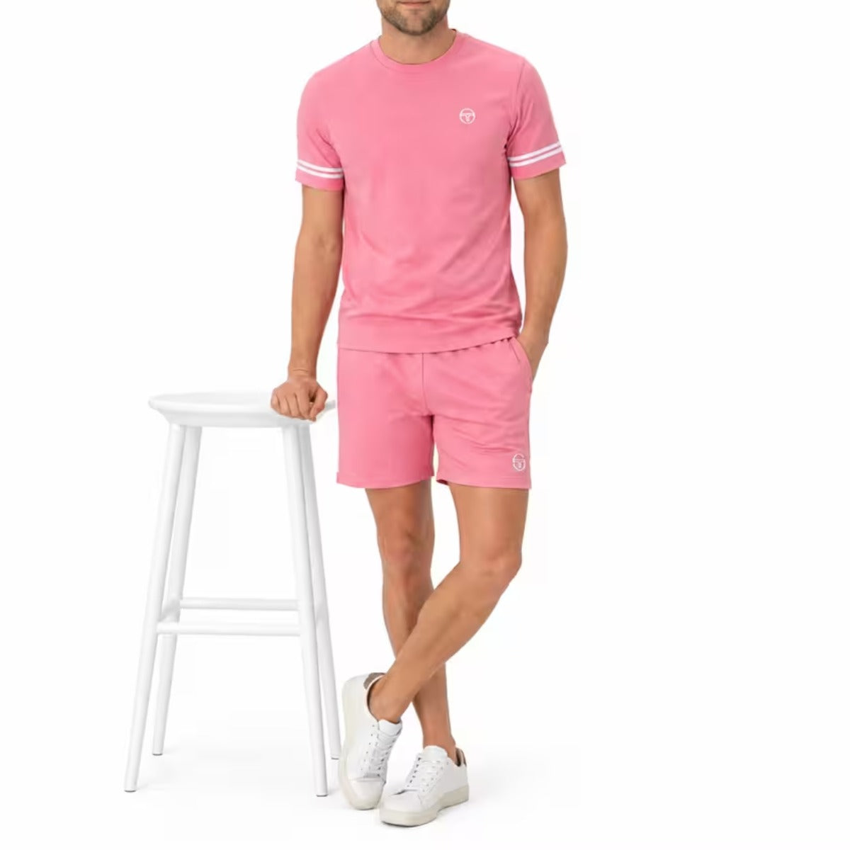 SERGIO TACCHINI GRELLO CREW NECK T-SHIRT GERANIUM PINK/WHITE