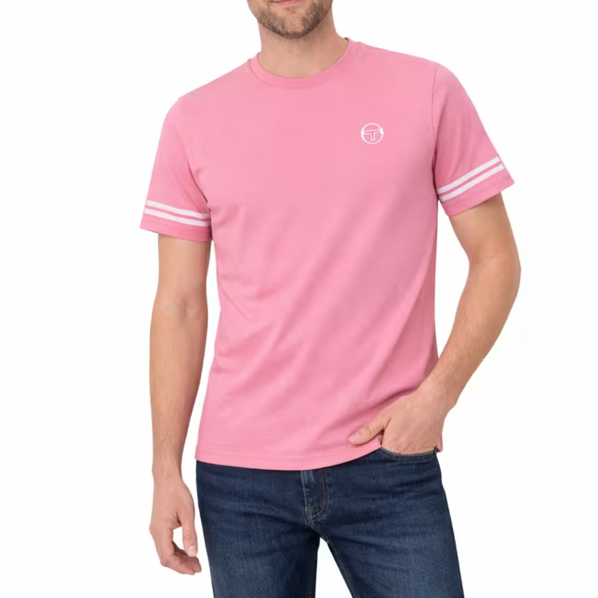 SERGIO TACCHINI GRELLO CREW NECK T-SHIRT GERANIUM PINK/WHITE