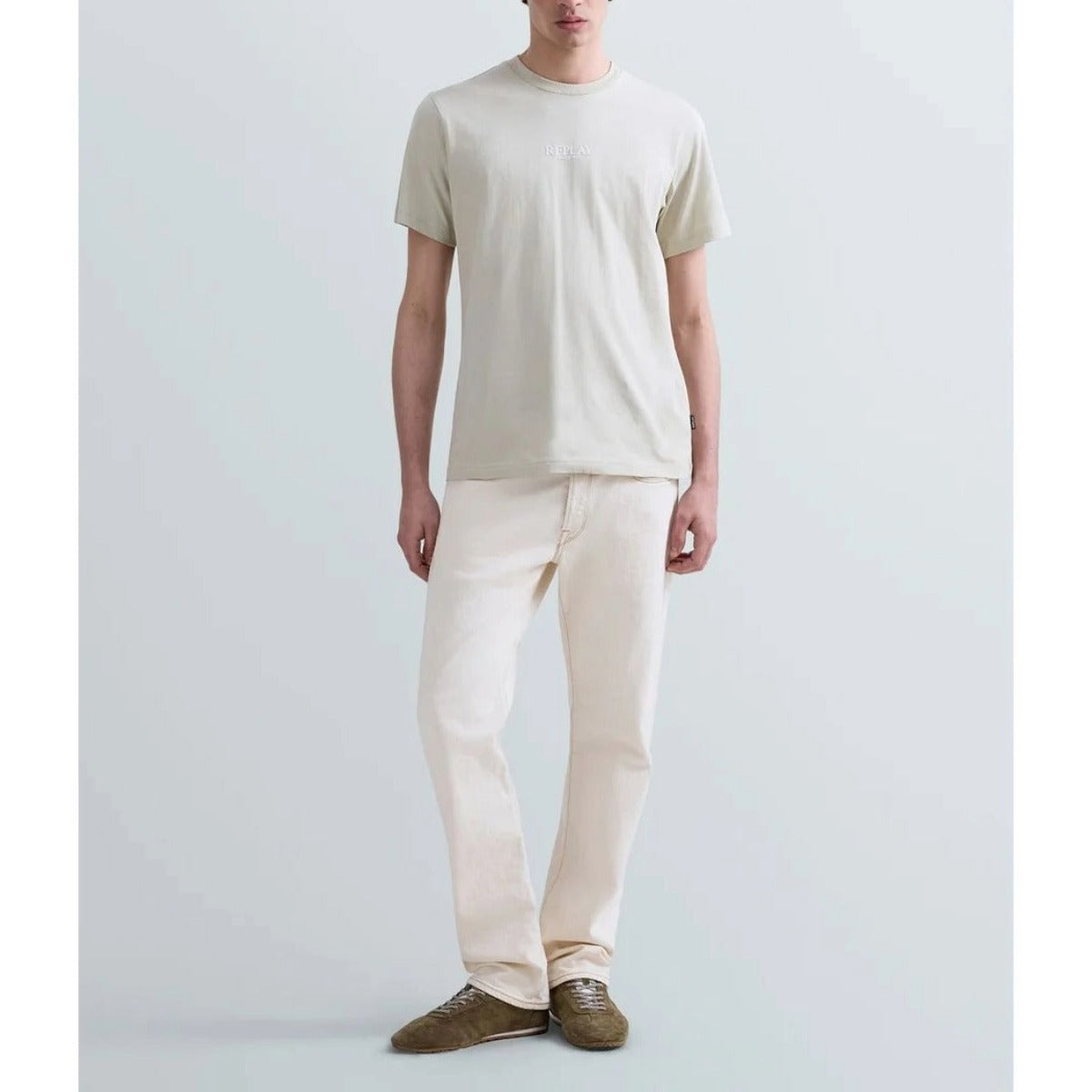 REPLAY MEN'S CENTRE LOGO T-SHIRT M3098 - BEIGE