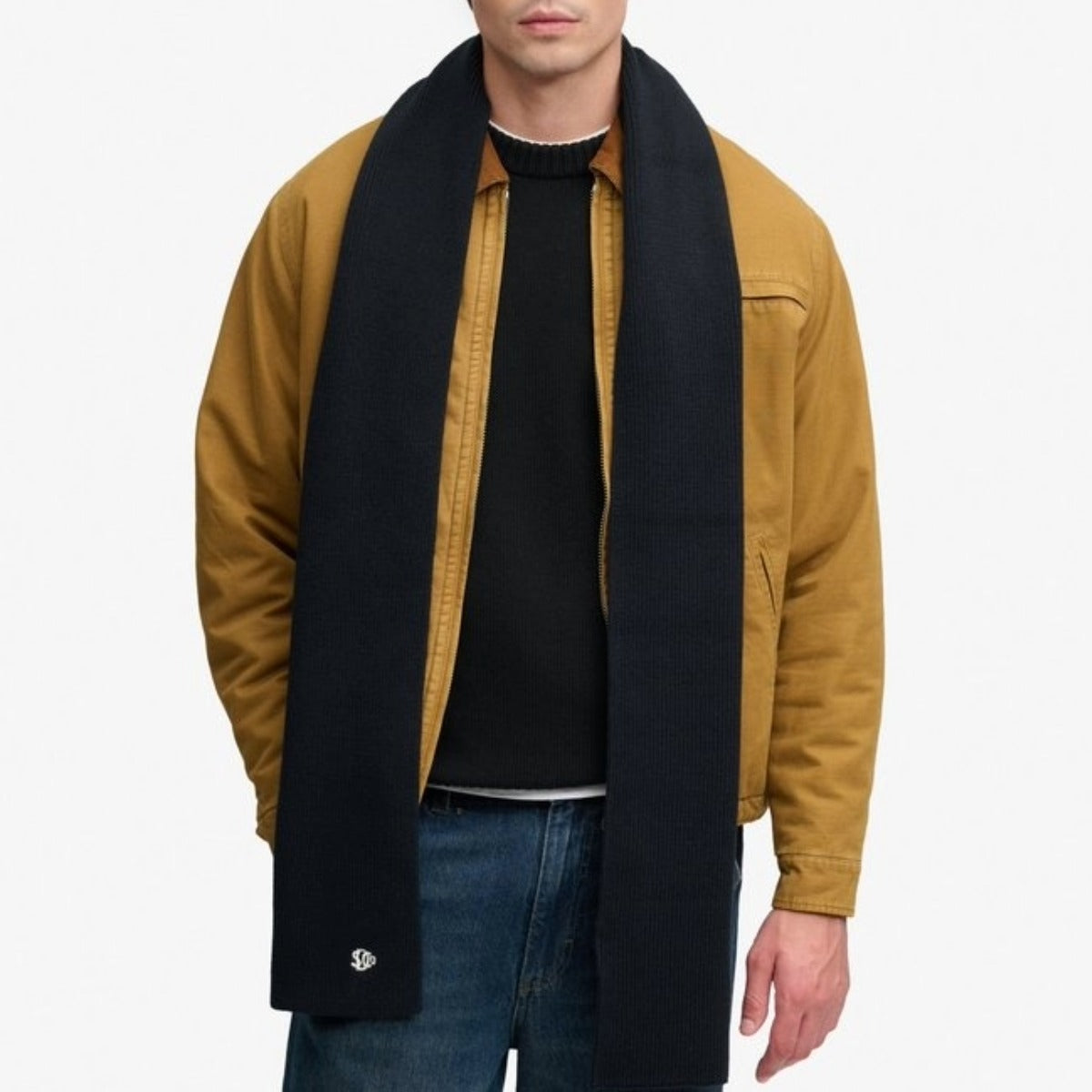 SUPERDRY SD LOGO KNITTED SCARF M9310565A-02A BLACK
