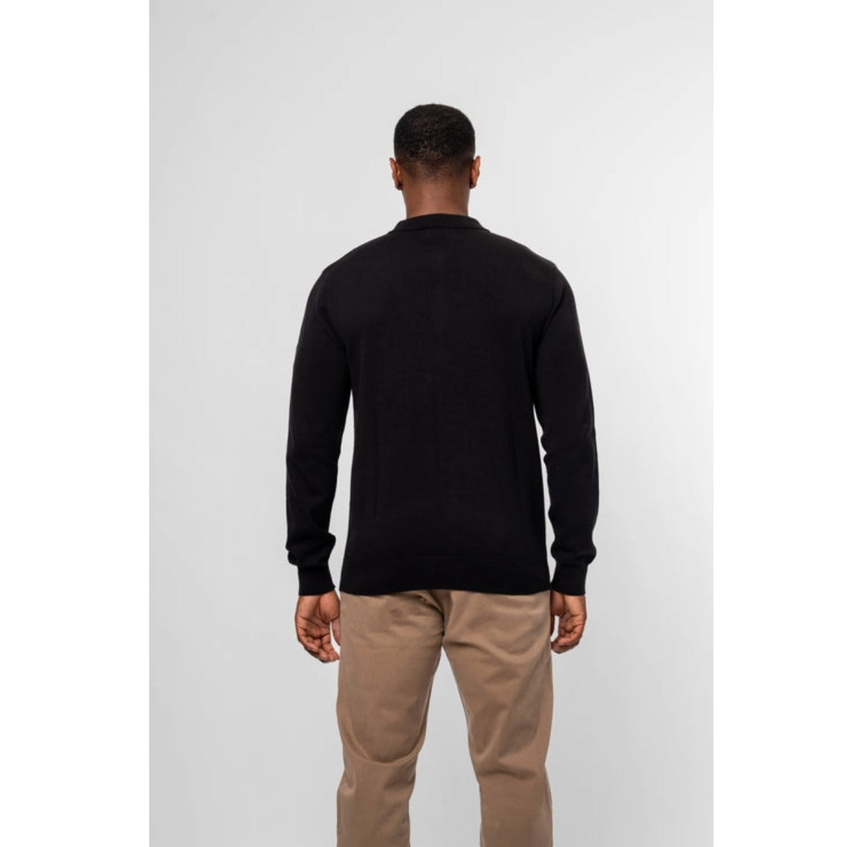 VALERE LUXE LS KNIT POLO BLACK
