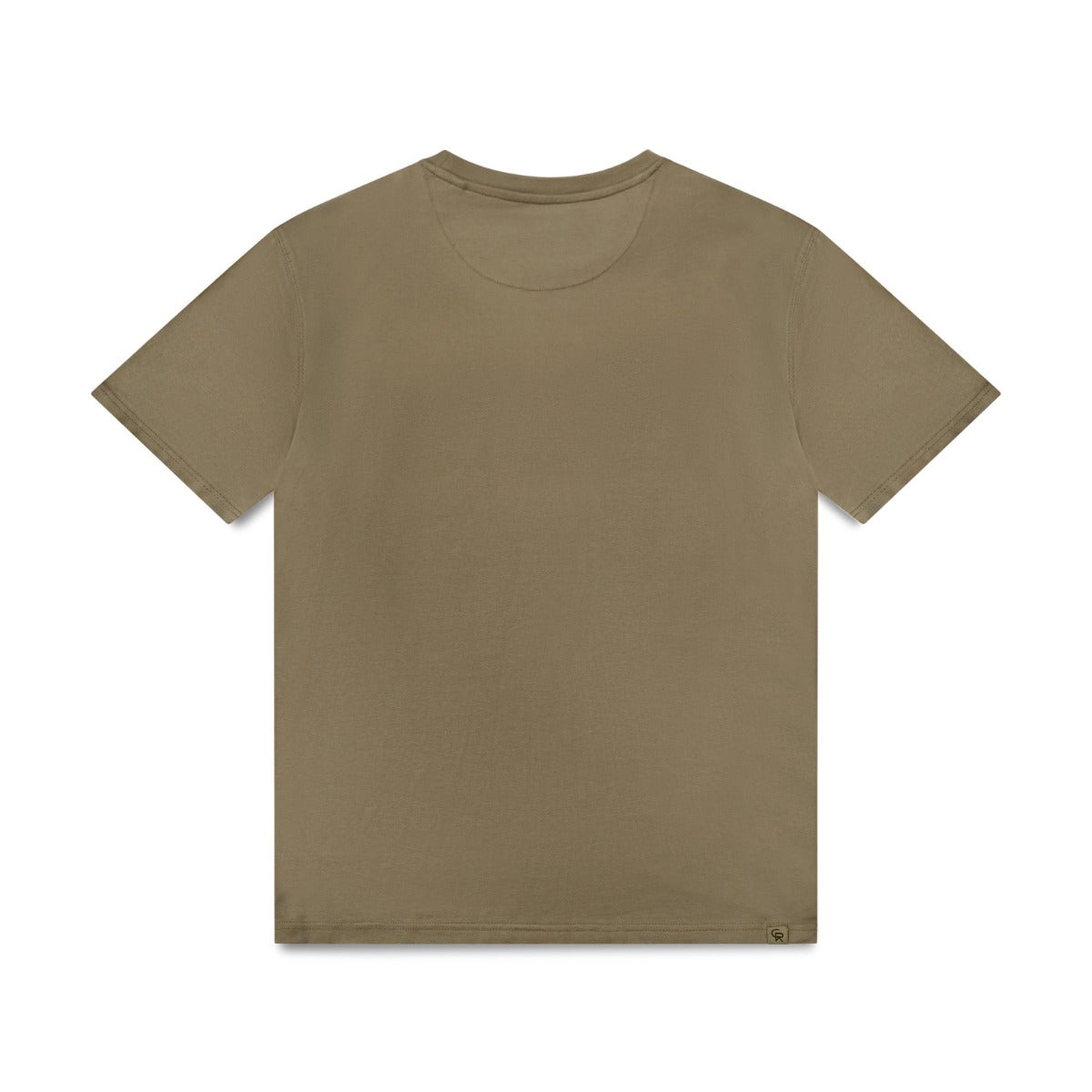 CHRISTIAN ROSE BIG CHEST RHINESTONE PLATE T-SHIRT OLIVE