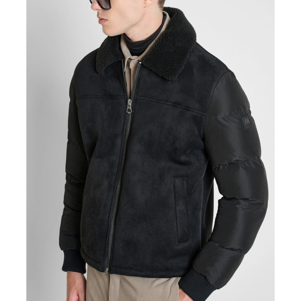 ANTONY MORATO BLACK SUEDETTE JACKET WITH NYLON SLEEVES MMCO01025