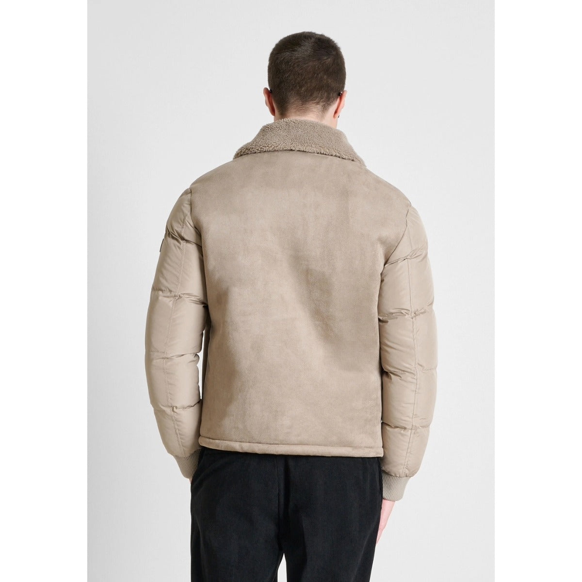 ANTONY MORATO BEIGE SUEDETTE JACKET WITH NYLON SLEEVES MMCO01025