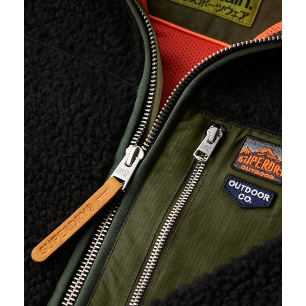 SUPERDRY VINTAGE RETRO FULL ZIP FLEECE BLACK/OLIVE GS8