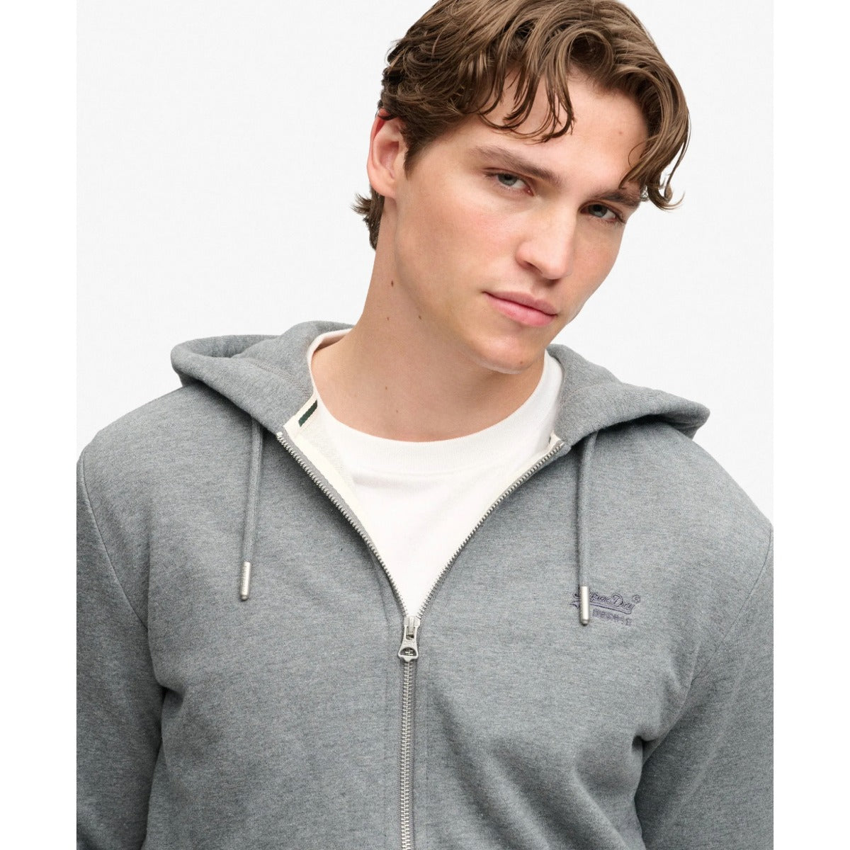 SUPERDRY ESSENTIAL LOGO ZIP HOODIE HB ANTIQUE GREY MARL L7F