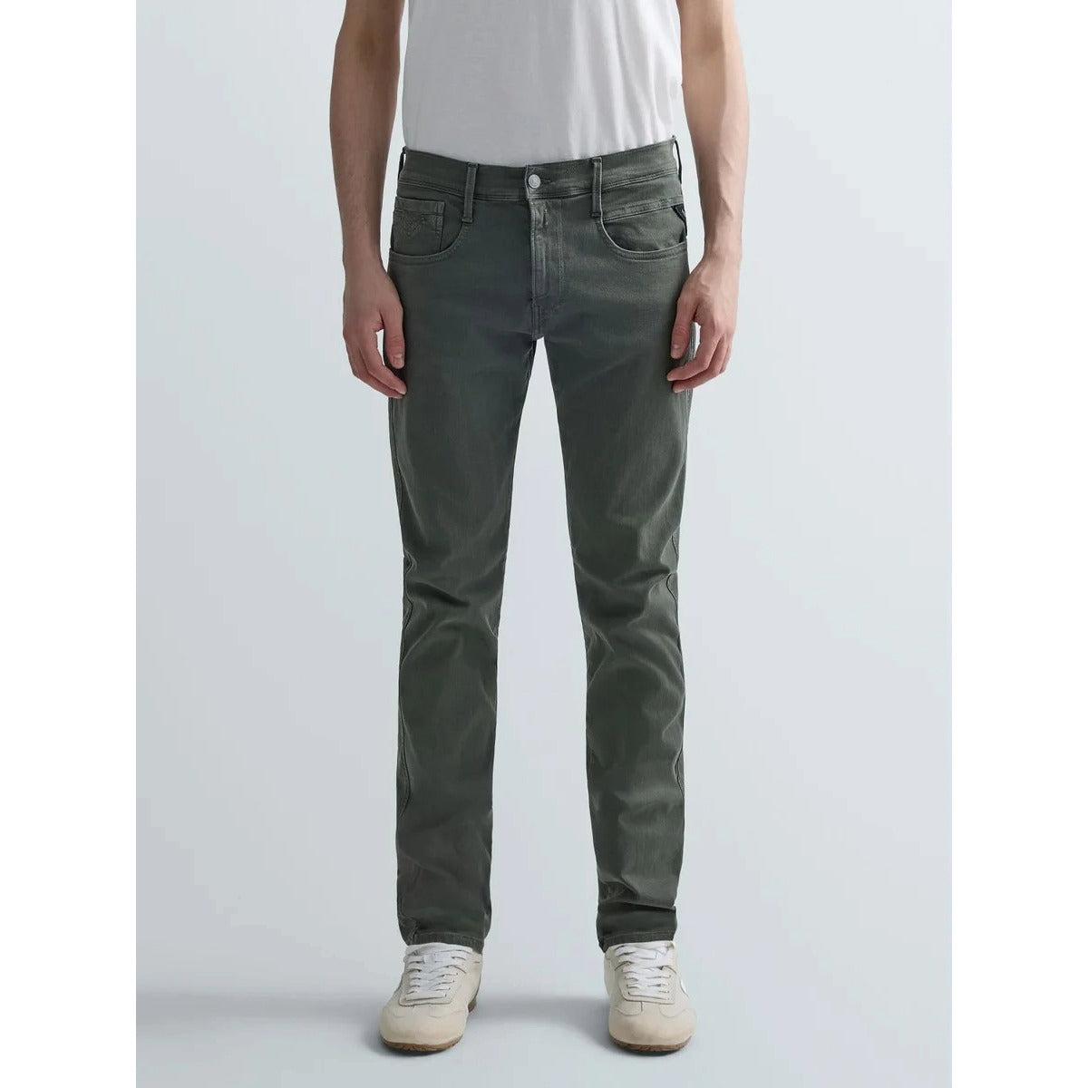REPLAY ANBASS SLIM FIT HYPERLEX COLOR EDITION KHAKI GREEN JEANS M914E 8366197 C00G