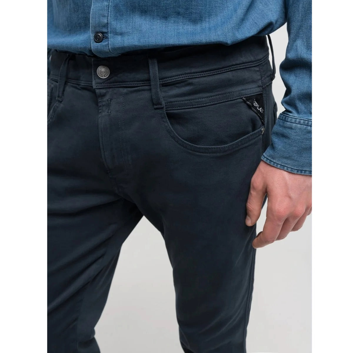 REPLAY ANBASS SLIM FIT HYPERLEX COLOR EDITION NAVY BLUE JEANS M914E 8366197 010