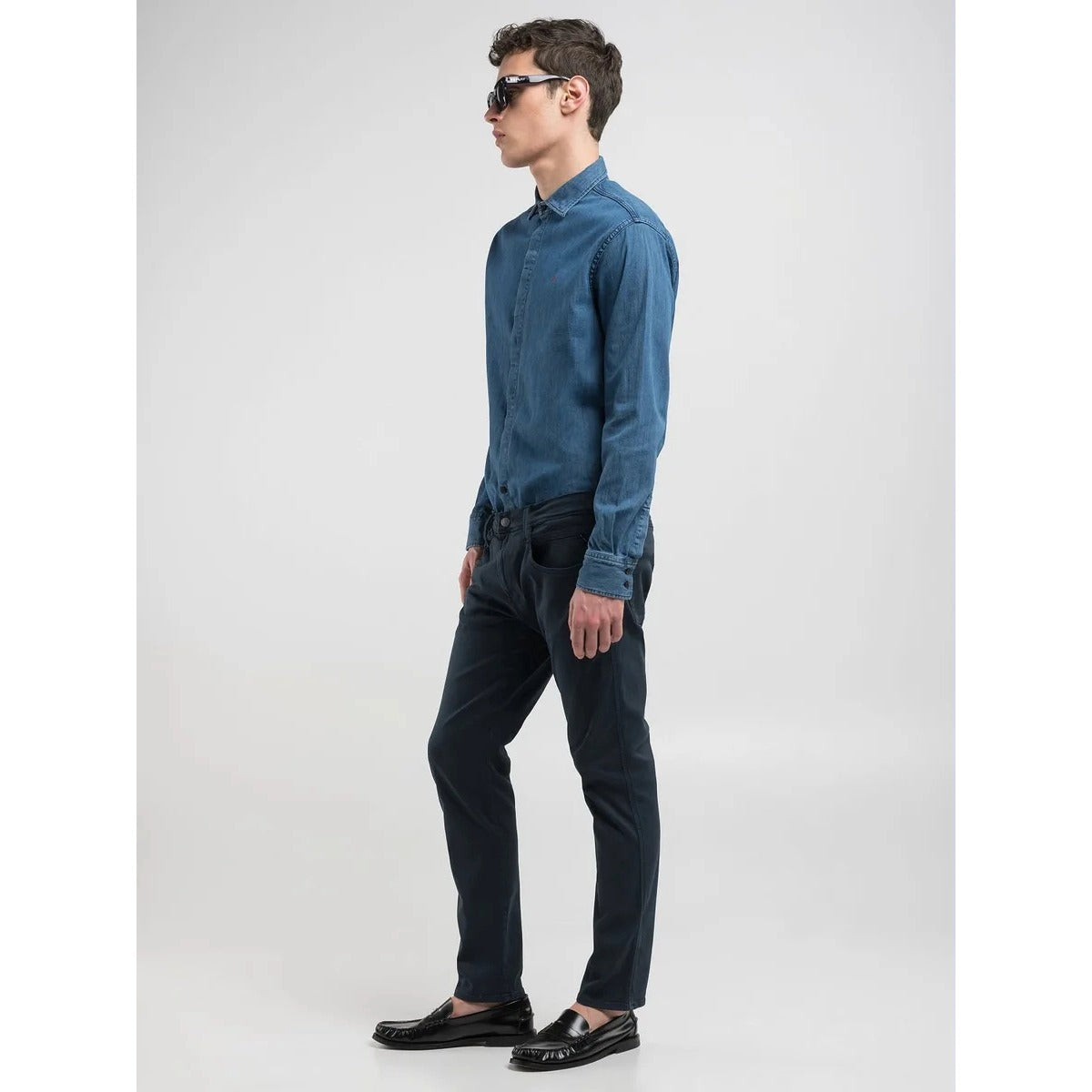 REPLAY ANBASS SLIM FIT HYPERLEX COLOR EDITION NAVY BLUE JEANS M914E 8366197 010