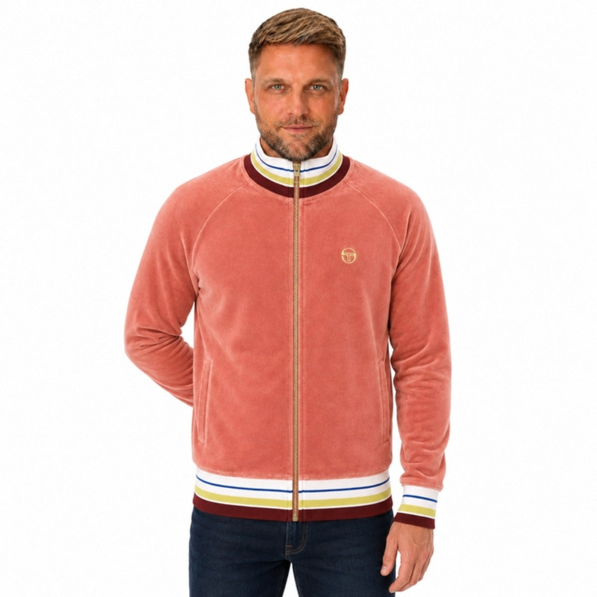SERGIO TACCHINI SARTORI VELOUR TRACK JACKET LIGHT MAHOGANY PINK