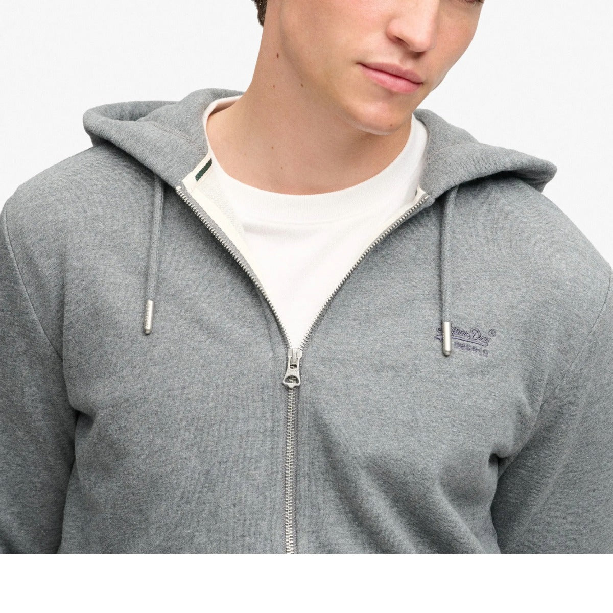 SUPERDRY ESSENTIAL LOGO ZIP HOODIE HB ANTIQUE GREY MARL L7F