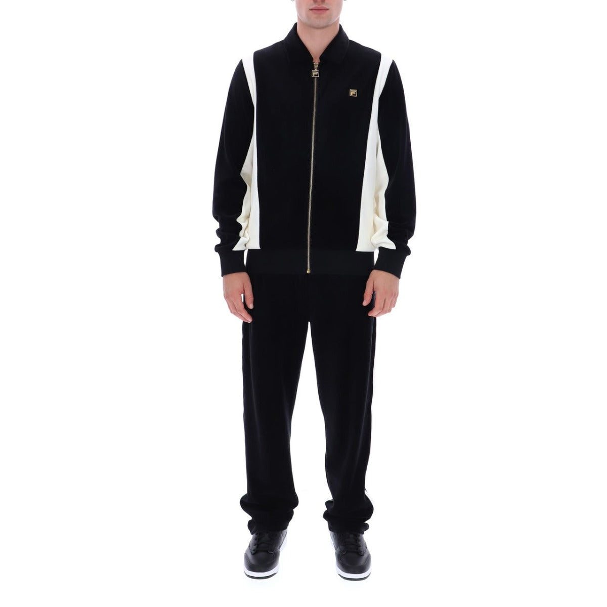 FILA LAZARO VELOUR COLOUR BLOCK JACKET  BLACK