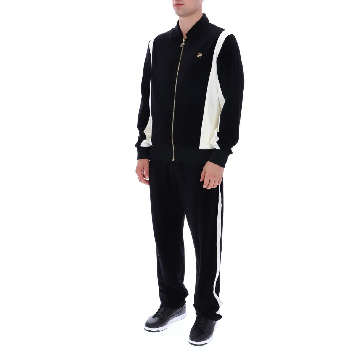 FILA LAZARO VELOUR COLOUR BLOCK JACKET  BLACK